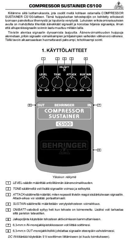 Mode d'emploi BEHRINGER CS100