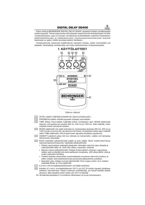 Mode d'emploi BEHRINGER DD400