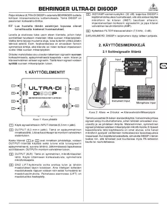 Mode d'emploi BEHRINGER DI600P