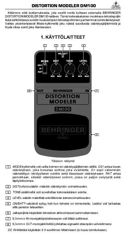 Mode d'emploi BEHRINGER DM100