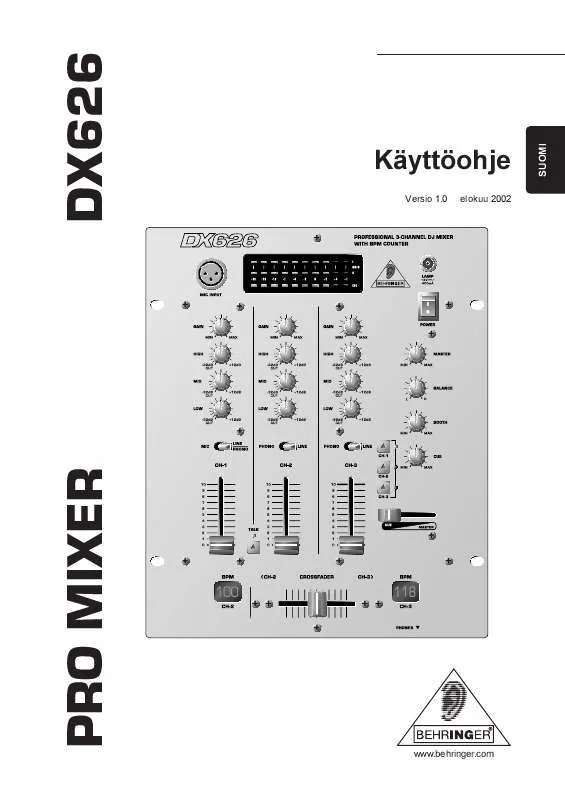 Mode d'emploi BEHRINGER DX626