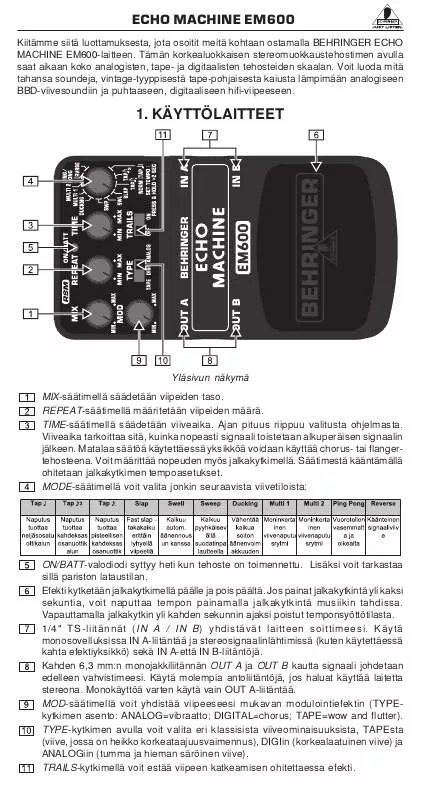 Mode d'emploi BEHRINGER EM600