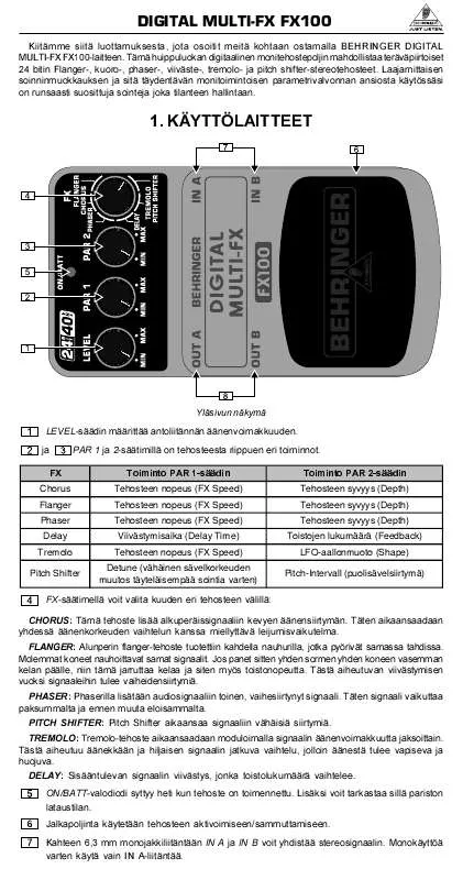 Mode d'emploi BEHRINGER FX100