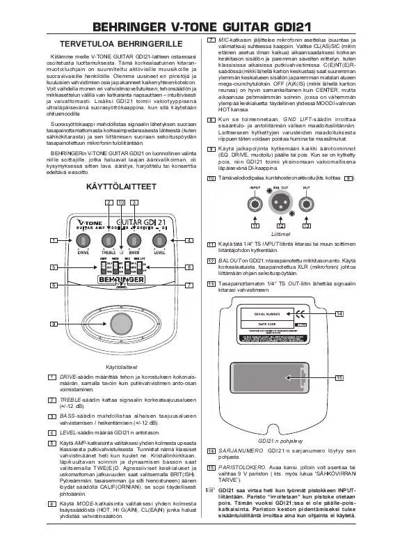 Mode d'emploi BEHRINGER GDI21