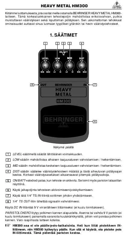 Mode d'emploi BEHRINGER HM300