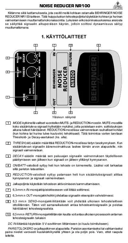 Mode d'emploi BEHRINGER NR100