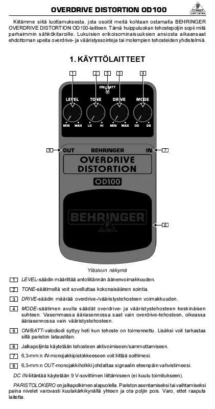 Mode d'emploi BEHRINGER OD100