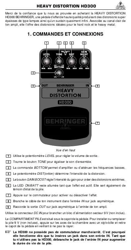 Mode d'emploi BEHRINGER SF300