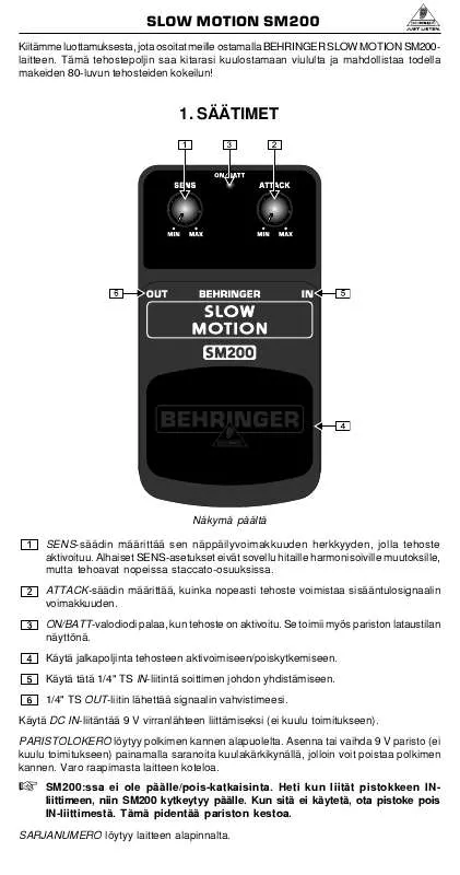 Mode d'emploi BEHRINGER SM200