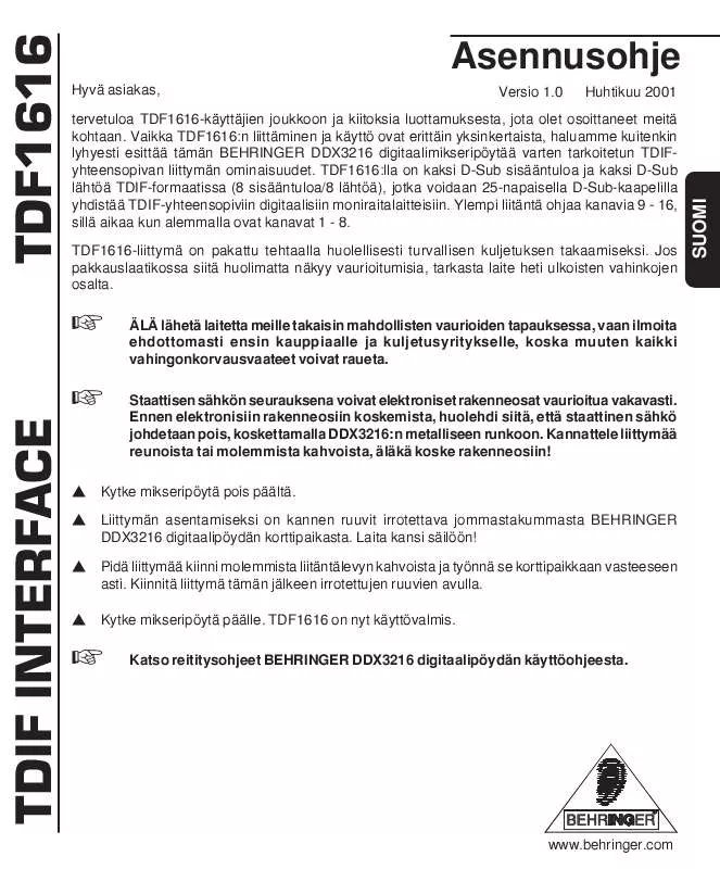 Mode d'emploi BEHRINGER TDF1616