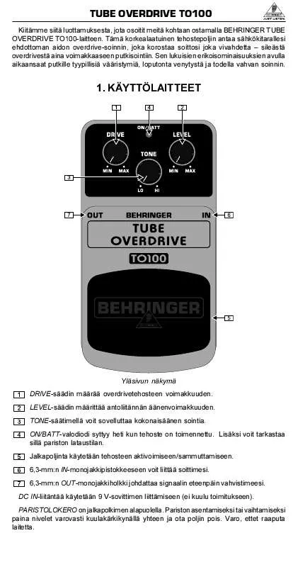 Mode d'emploi BEHRINGER TO100