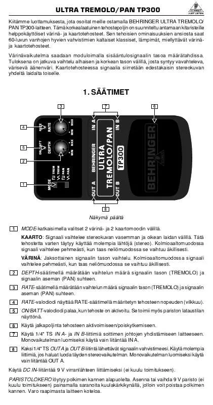 Mode d'emploi BEHRINGER TP300