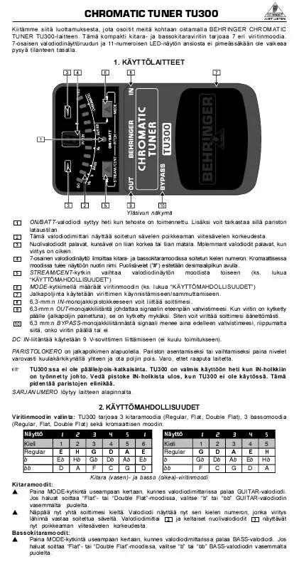 Mode d'emploi BEHRINGER TU300