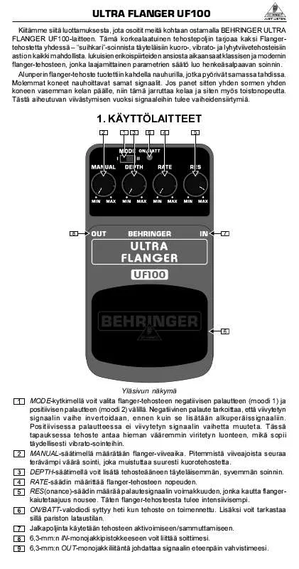 Mode d'emploi BEHRINGER UF100