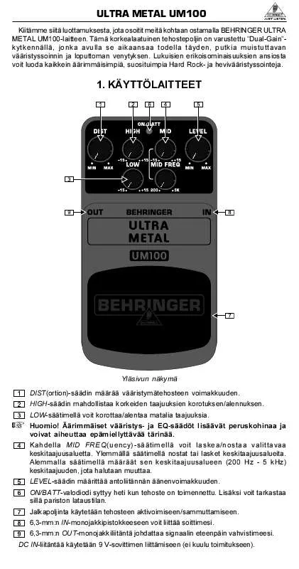 Mode d'emploi BEHRINGER UM100