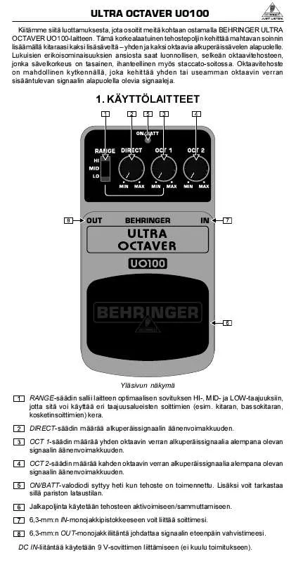 Mode d'emploi BEHRINGER UO100