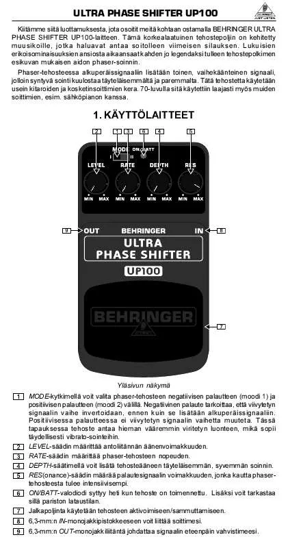 Mode d'emploi BEHRINGER UP100