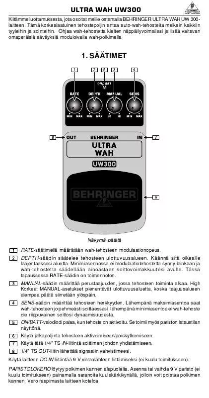 Mode d'emploi BEHRINGER UW300