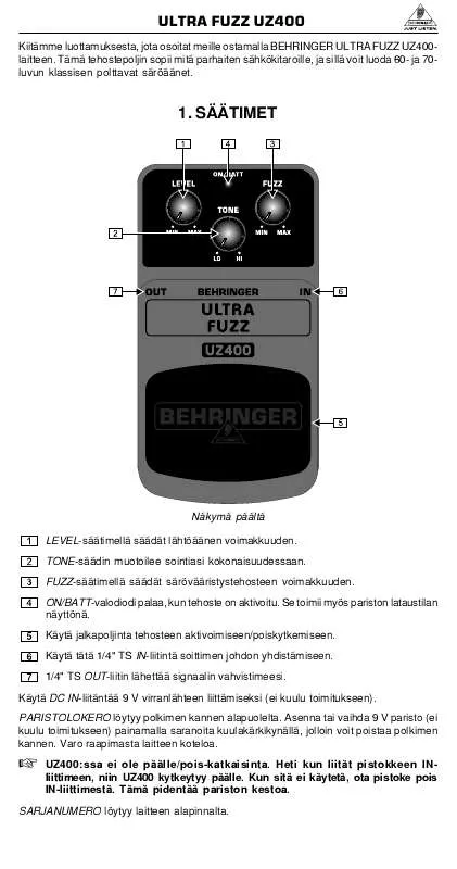 Mode d'emploi BEHRINGER UZ400