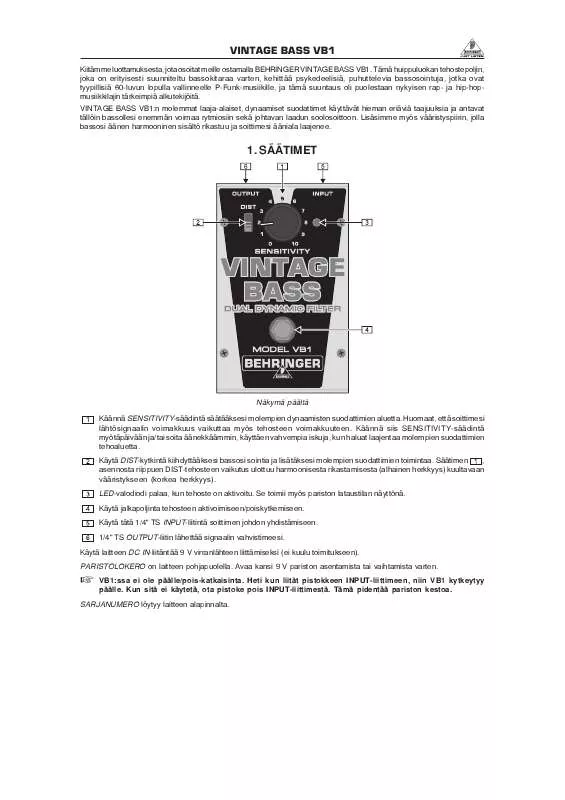 Mode d'emploi BEHRINGER VB1