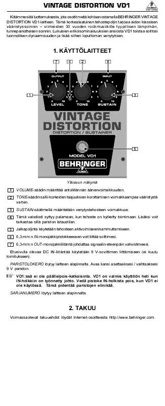 Mode d'emploi BEHRINGER VD1