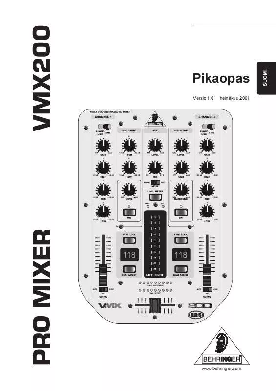 Mode d'emploi BEHRINGER VMX200