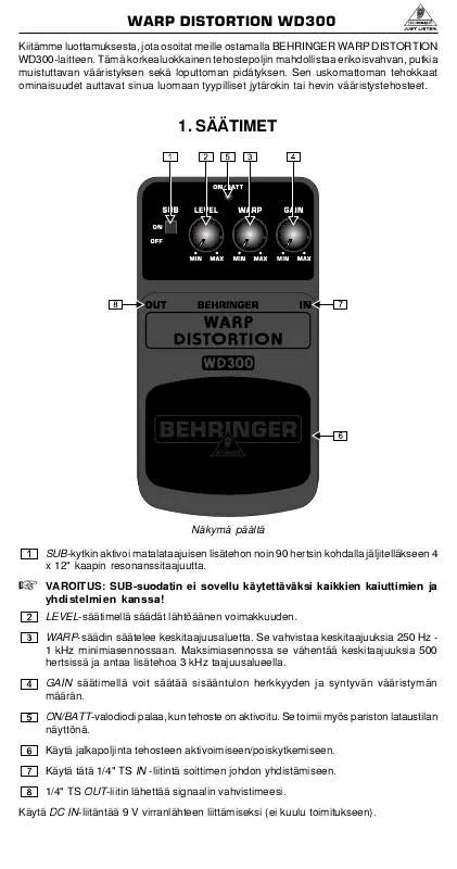 Mode d'emploi BEHRINGER WD300