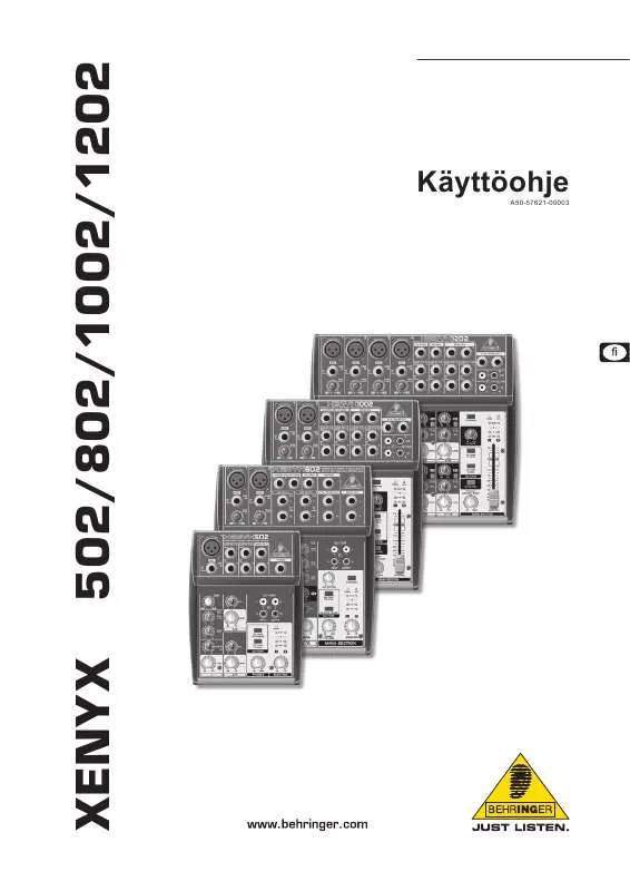 Mode d'emploi BEHRINGER XENYX 802