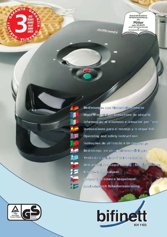 Mode d'emploi BIFINETT KH 1103 WAFFLE IRON