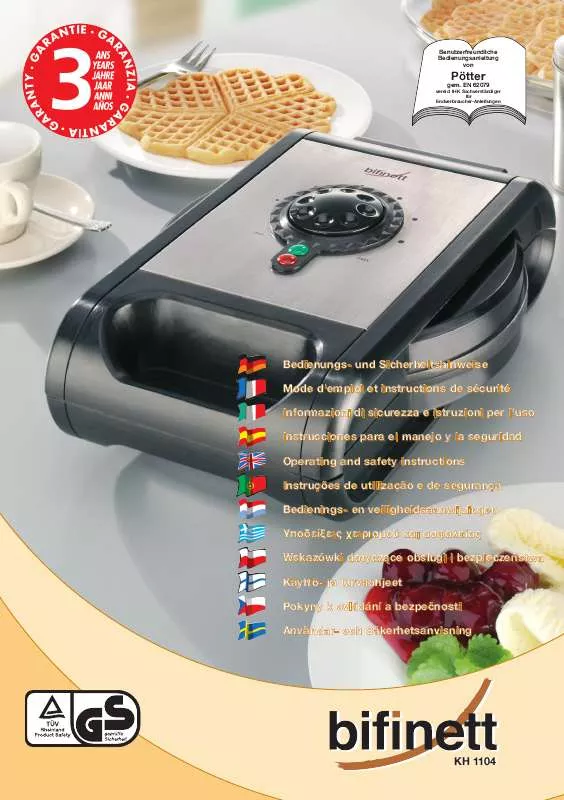 Mode d'emploi BIFINETT KH 1104 WAFFLE IRON