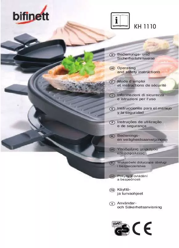 Mode d'emploi BIFINETT KH 1110 RACLETTE GRILL