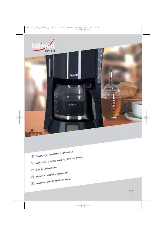 Mode d'emploi BIFINETT KH 1111 COFFEE MACHINE