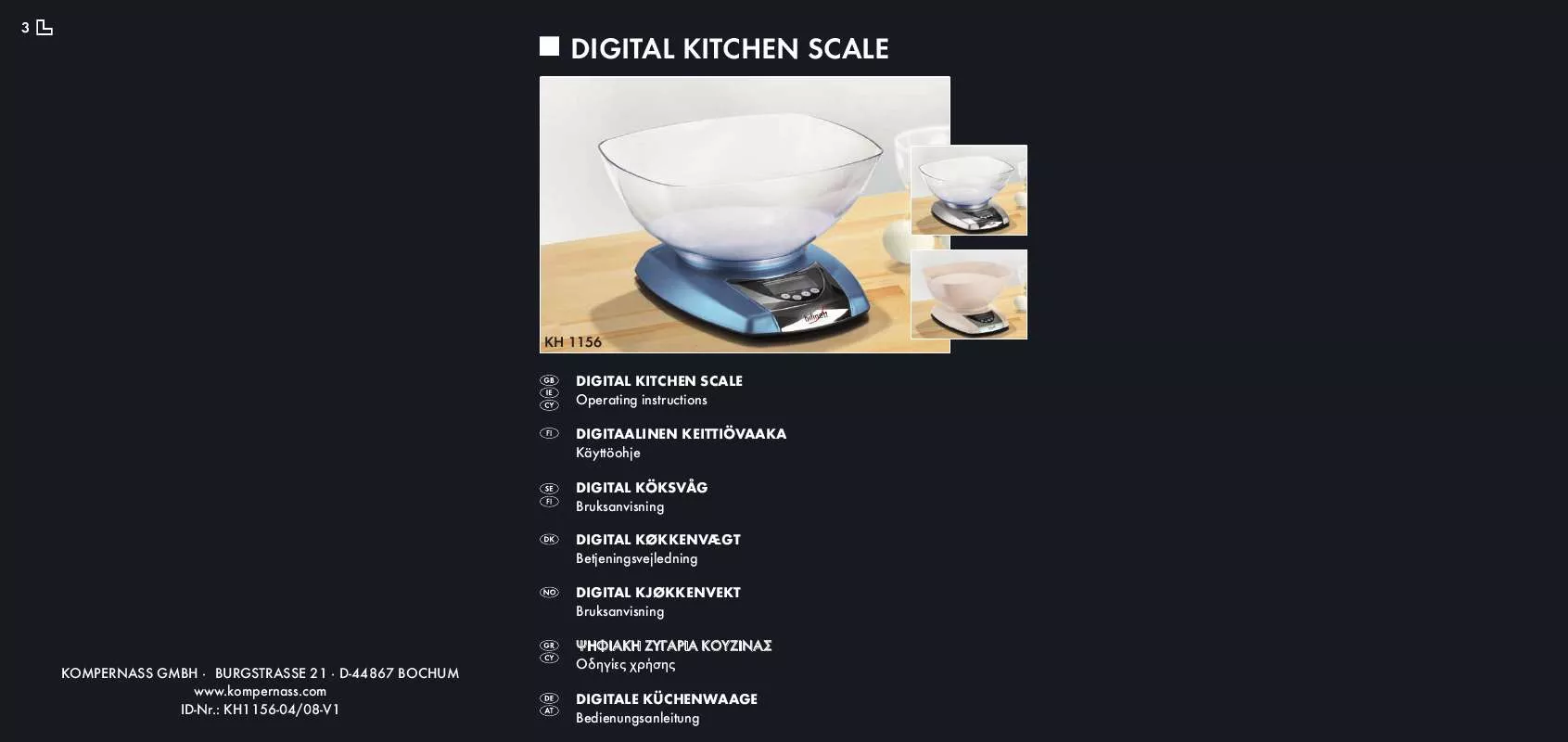 Mode d'emploi BIFINETT KH 1156 DIGITAL KITCHEN SCALES