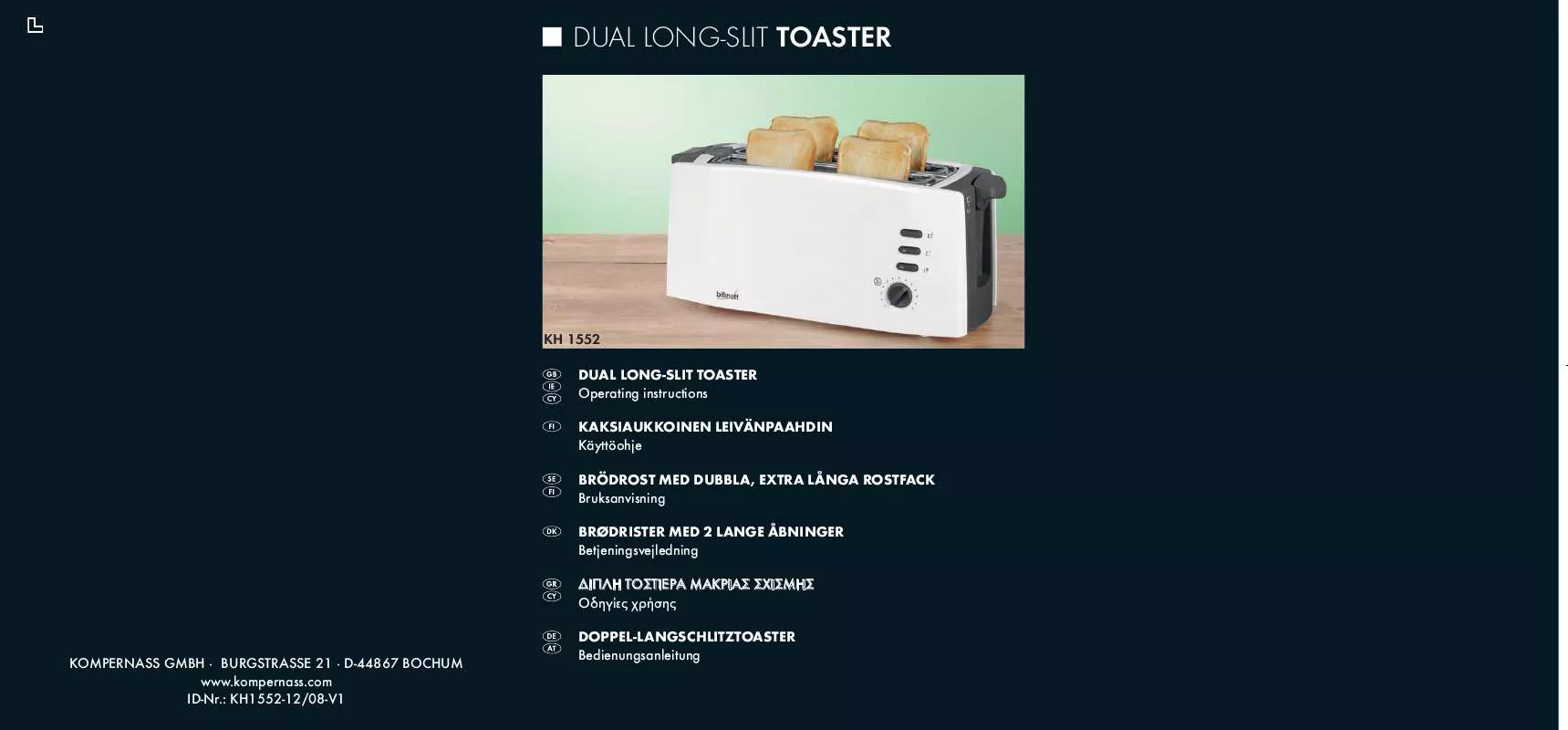 Mode d'emploi BIFINETT KH 1552 DUAL LONG-SLIT TOASTER