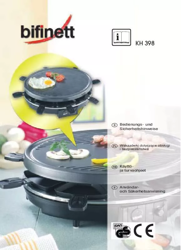 Mode d'emploi BIFINETT KH 398 RACLETTE-GRILL