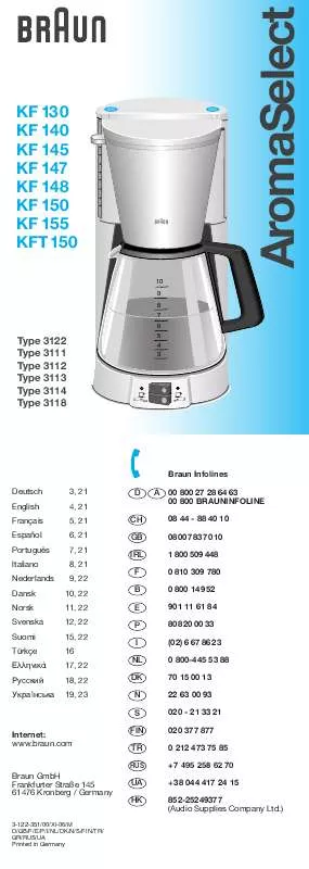 Mode d'emploi BRAUN KF155