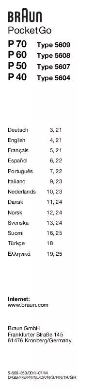 Mode d'emploi BRAUN P70