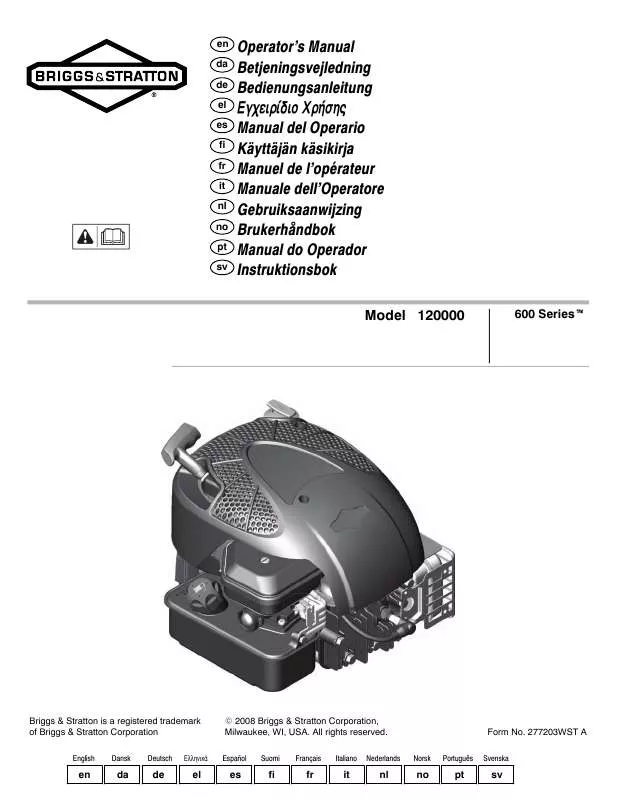 Mode d'emploi BRIGGS & STRATTON 120T00