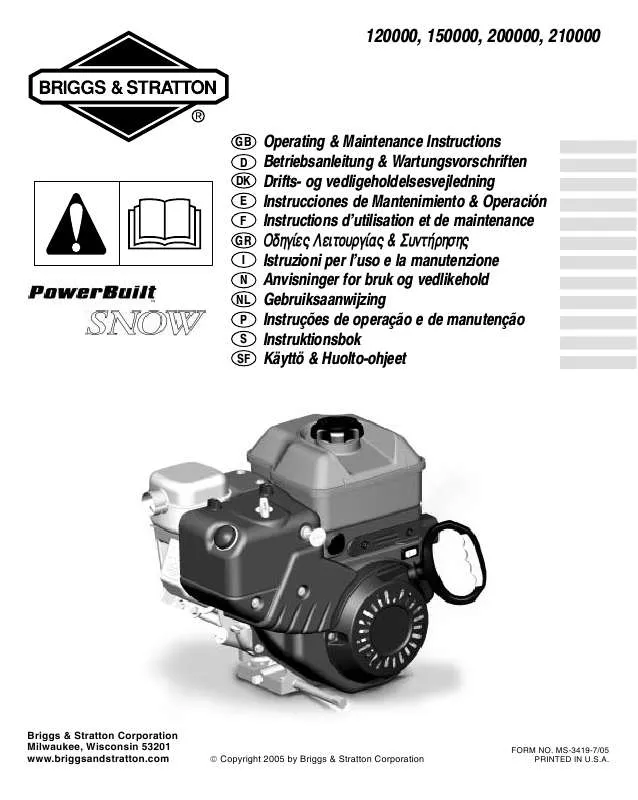 Mode d'emploi BRIGGS & STRATTON 20C400