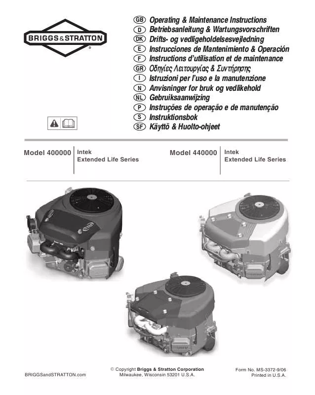 Mode d'emploi BRIGGS & STRATTON 401500