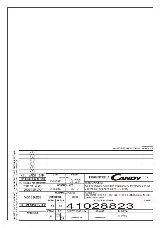 Mode d'emploi CANDY CDNF 3765A