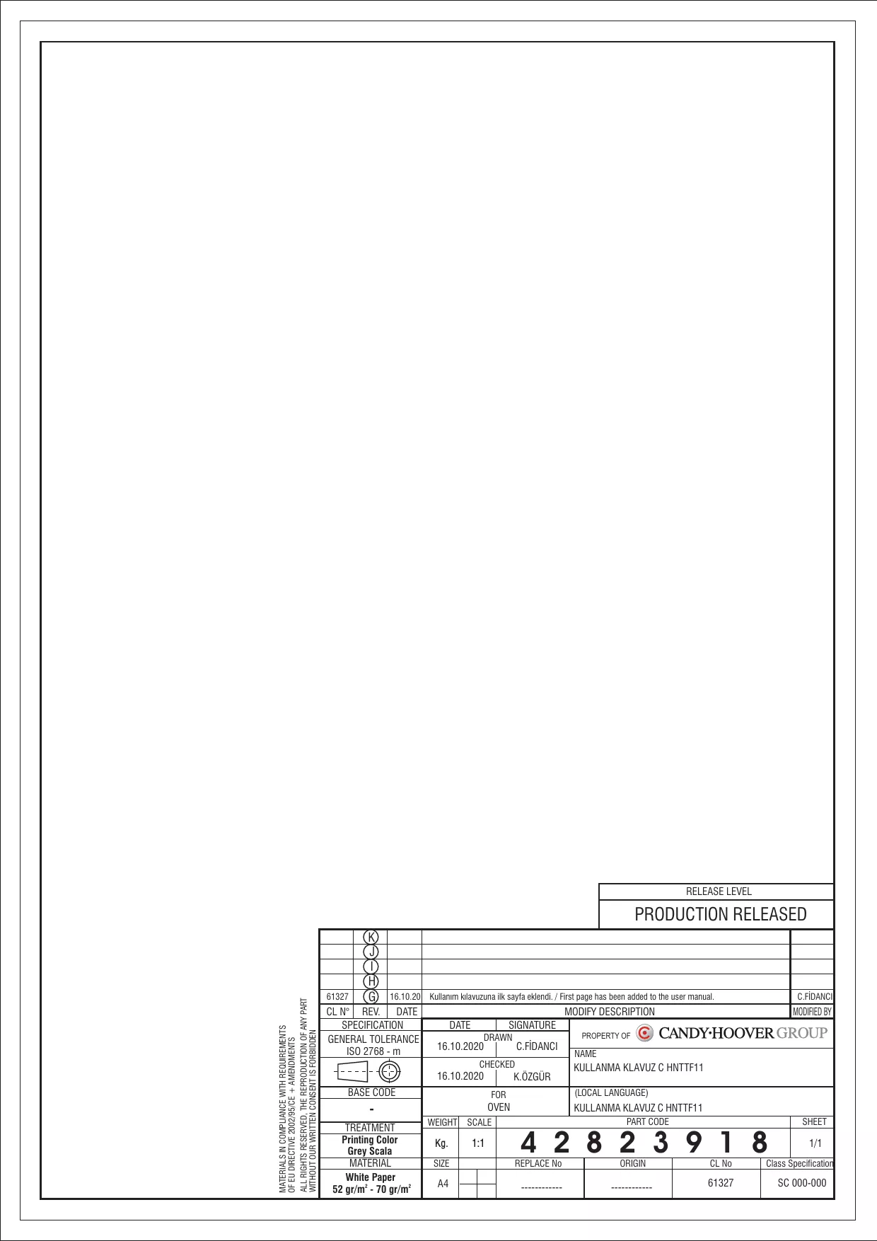 Mode d'emploi CANDY FCP625NXL/E