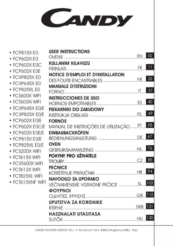 Mode d'emploi CANDY FCP825XL