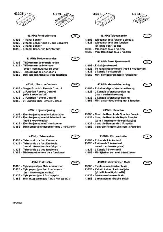 Mode d'emploi CHAMBERLAIN 4332E