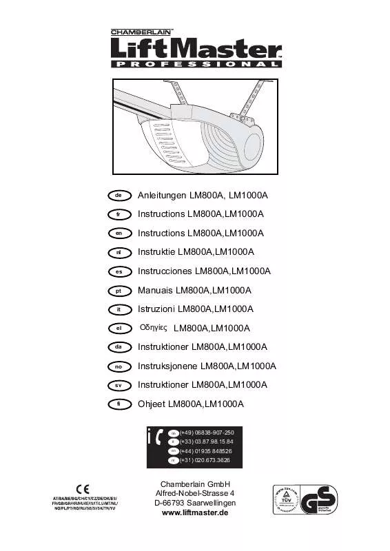 Mode d'emploi CHAMBERLAIN LM800A