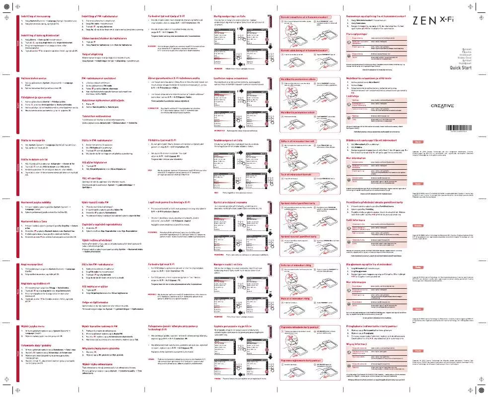 Mode d'emploi CREATIVE ZEN X-FI 16GB REVA