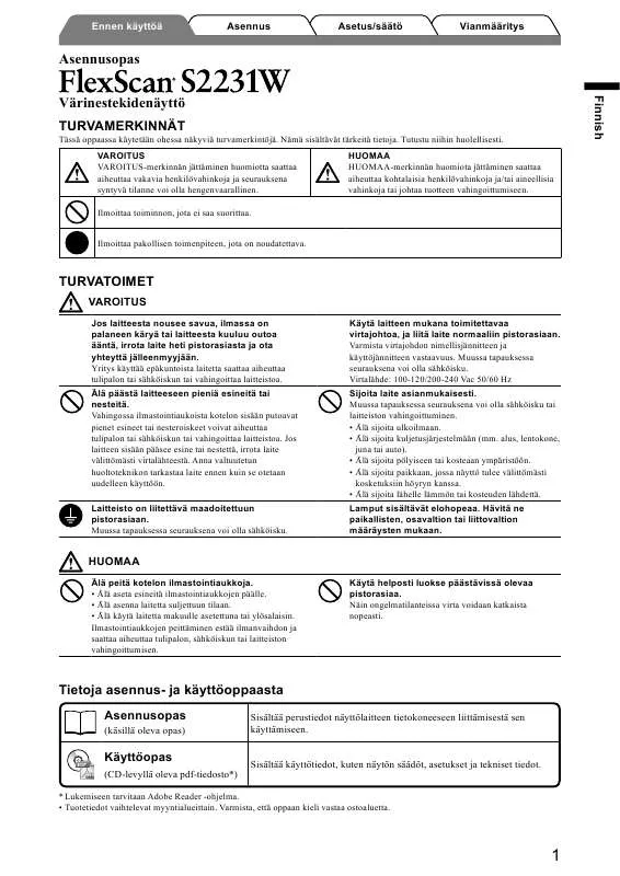 Mode d'emploi EIZO FLEXSCAN S2231W