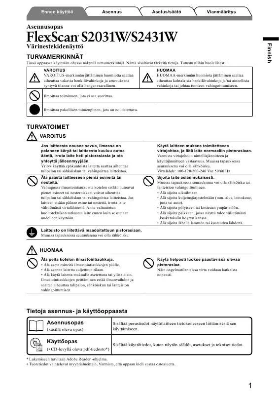 Mode d'emploi EIZO FLEXSCAN S2431W