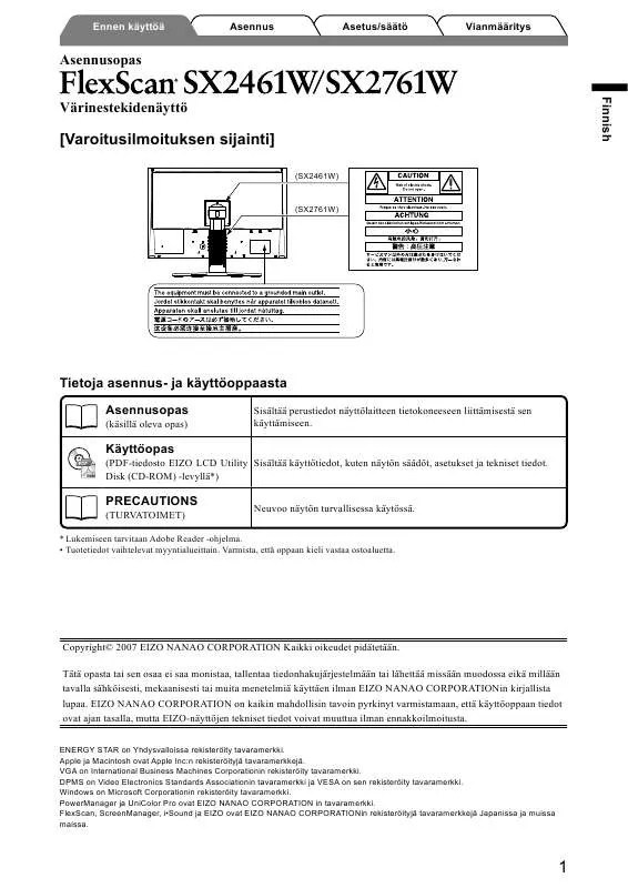 Mode d'emploi EIZO FLEXSCAN SX2461W