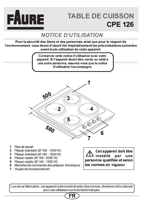 Mode d'emploi FAURE CPE126W